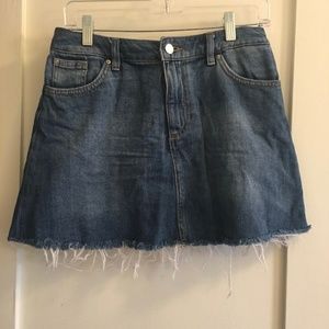 Mini Jean Distressed Skirt
